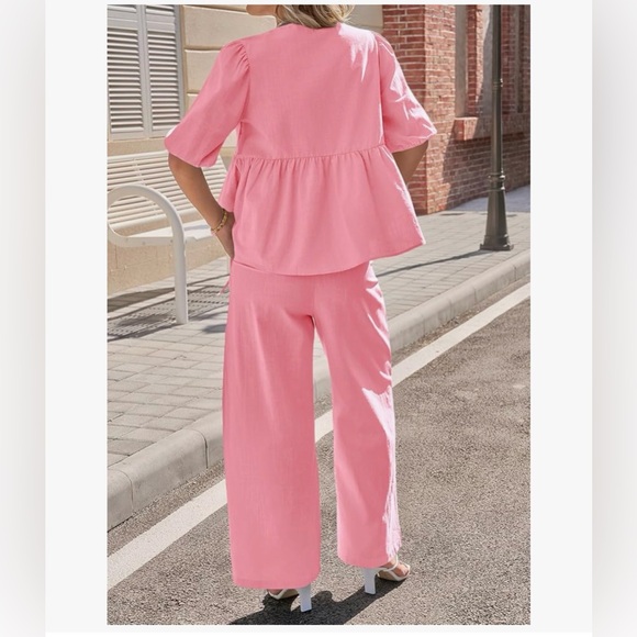 NWT 2PC PINK PANT & BABYDOLL TOP SET-S - Picture 10 of 14